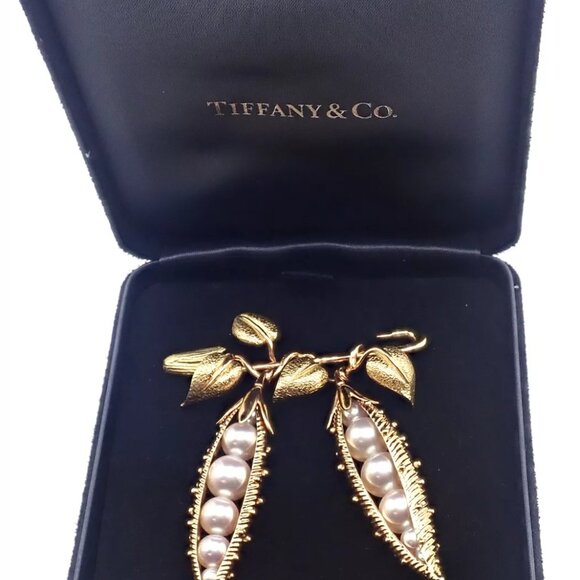 Authentic! Tiffany & Co Schlumberger Peapod 18k Yellow Gold Pearl Pin Brooch - Picture 3 of 8